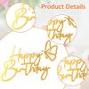 6 Pcs Flat Cake Toppers Gold Happy Birthday Cakes Topper Acrylic Cakes erts Flat Happy Birthday Decoration Sign Side Mirror for DIY Party Decorating