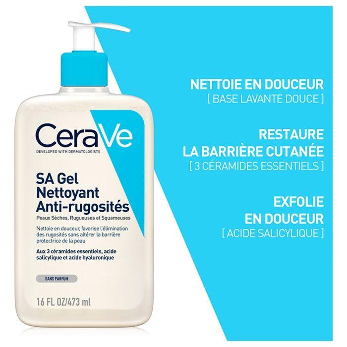 Gel Nettoyant - Cerave - SA - 473ml - Anti Rugosités - Hypoallergénique