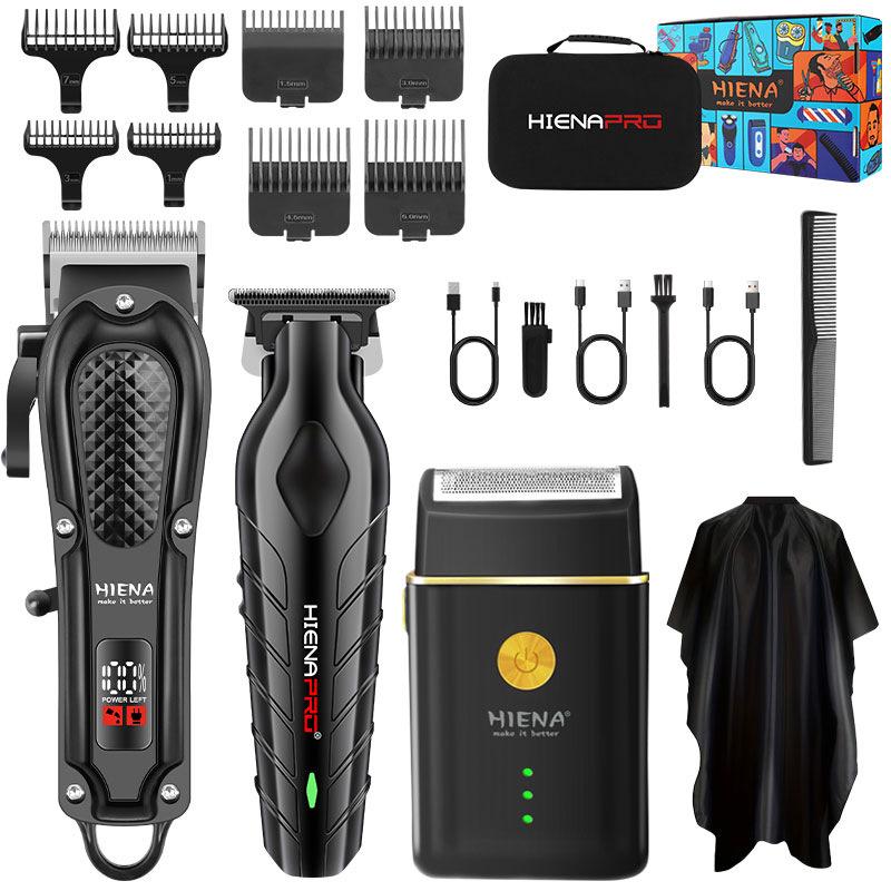 HIENA Electric Hair Clipper with Number Display, Oil Head Carving, Push Clippers for Barbers.
