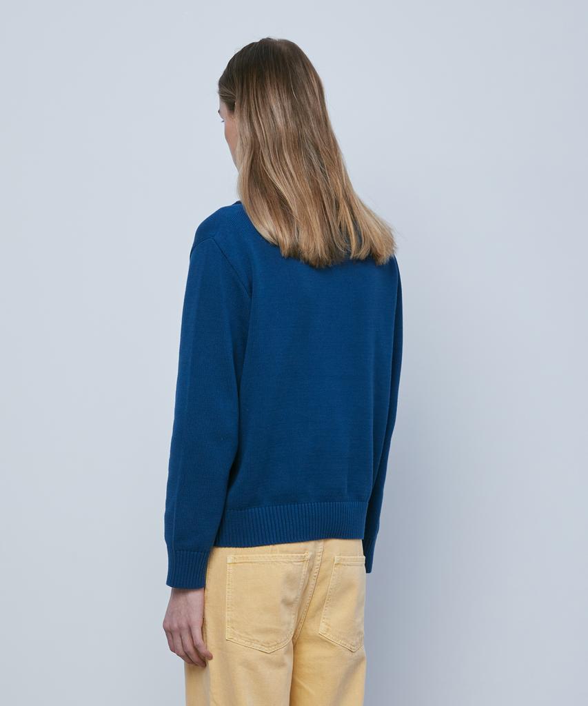 KNITTED Cotton Button Collar Knit Dawn Blue