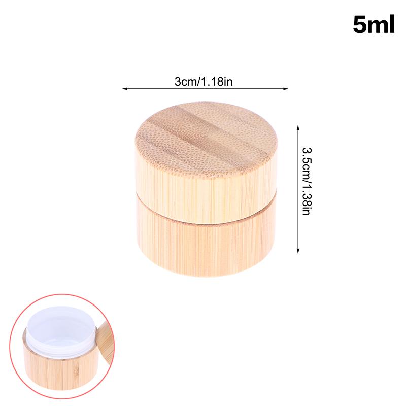 5–100g Natural Bamboo Cosmetic Containers, Refillable Jars for Creams, Nail Art, and Face Masks
