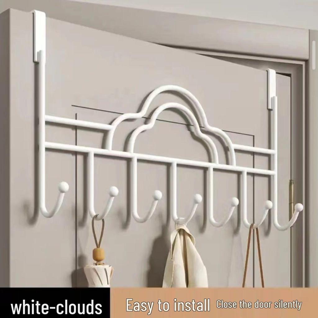 Non-Punch Behind-the-Door Hook Rack for Bedroom, Hall, Entry; Perfect for Clothes, Bags, and Keys