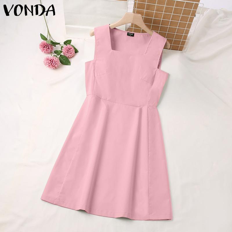 

VONDA Летнее женское однотонное короткое платье без рукавов без рукавов