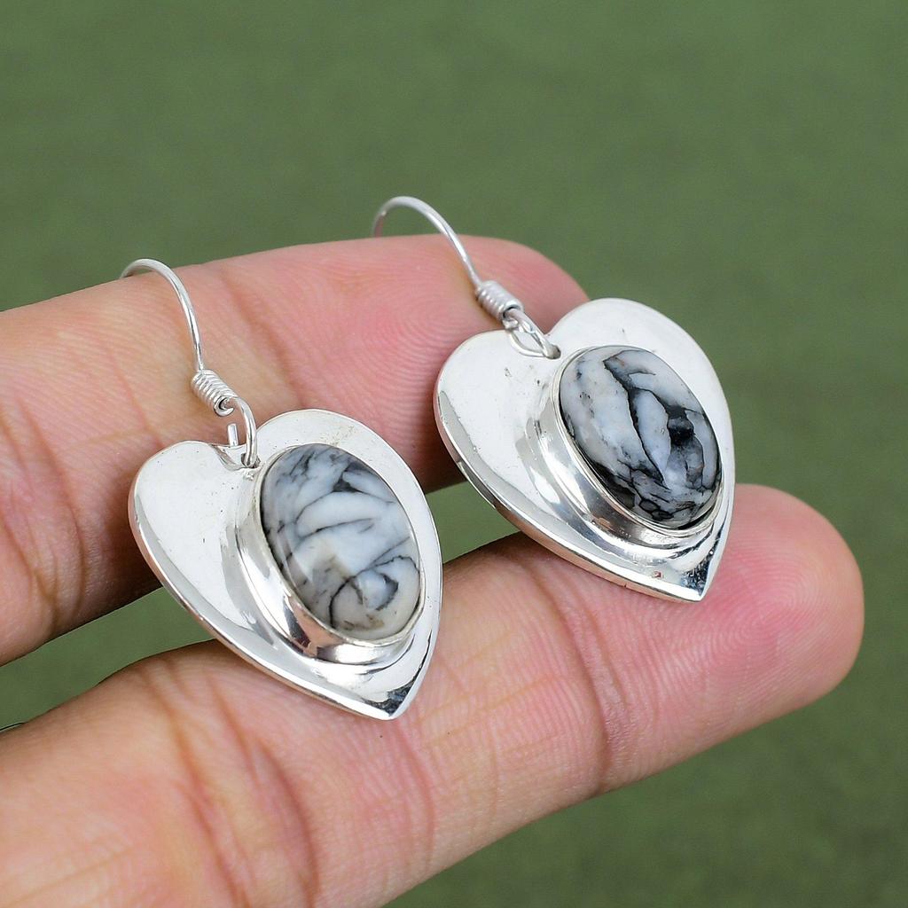 Pinolith Jasper Earring 925 Sterling Silver Earring Natural Gemstone Earrings Pinolith Jasper Jewelry Handmade Dangle Earring Gifts For Her