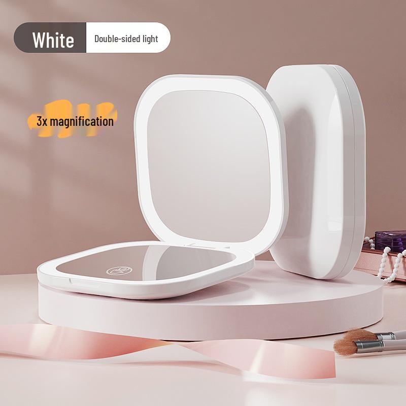 Portable Double-Sided LED Makeup Mirror with USB Charging and Custom Logo