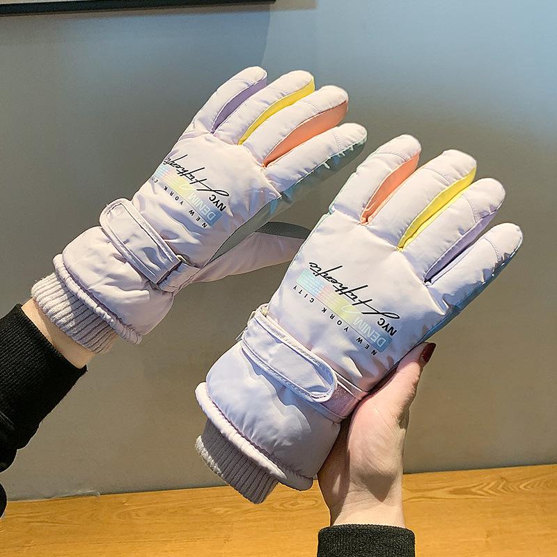 Winter Women's Cycling Gloves for Outdoor Skiing Windproof and Cold Resistant Touch Screen Warm and Plush Thick Electric Bike Insulation Gloves