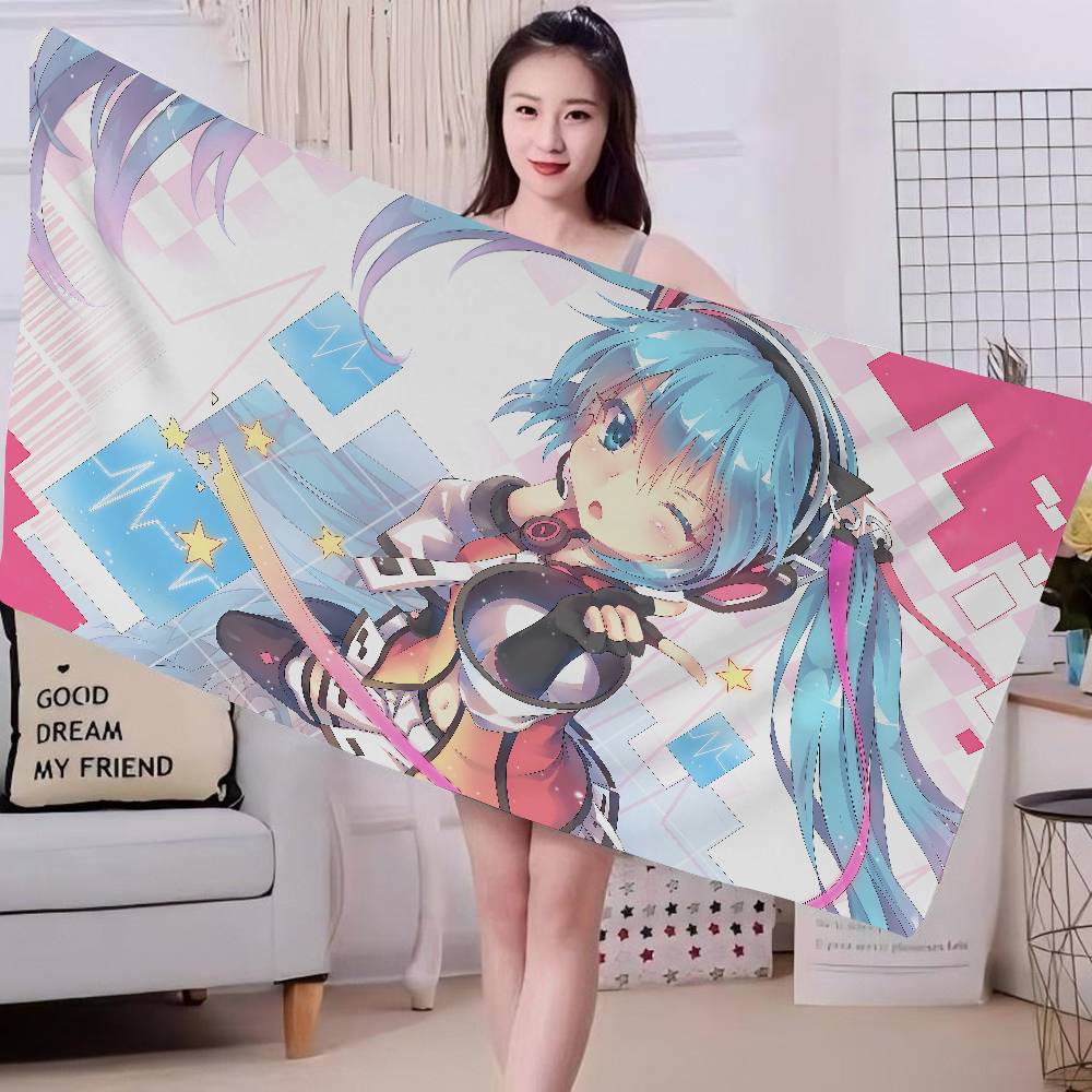 Virtual Singer M-Miku Cute Big Microfiber Beach Towels Quick Dry Towel Sand Beach Towels Pool Towel for Travel Swim Pool Yoga