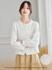 Women's Long Sleeve Embroidered Shirt - New Chinese Style, Apricot Round Neck, 2025 Autumn Collection