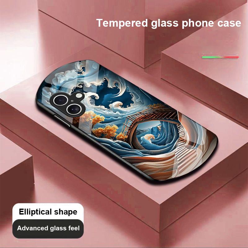 Sternennacht Foyer Für Apple iPhone 16 11 13 15 14 Pro Max 12 Mini 7 8 Plus XR X XS Elliptisch geformte Hülle aus gehärtetem Glas