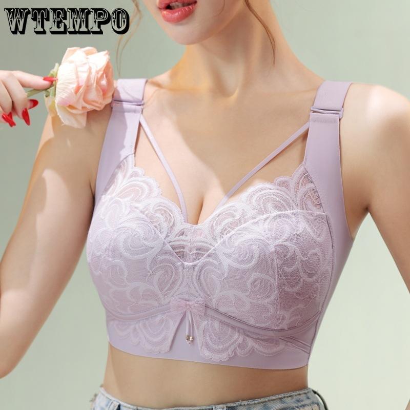 

Large Size Bra Women s Lace Thin Full Cup Bra No Steel Ring Gathered and Folded Bra 34/75C чорний