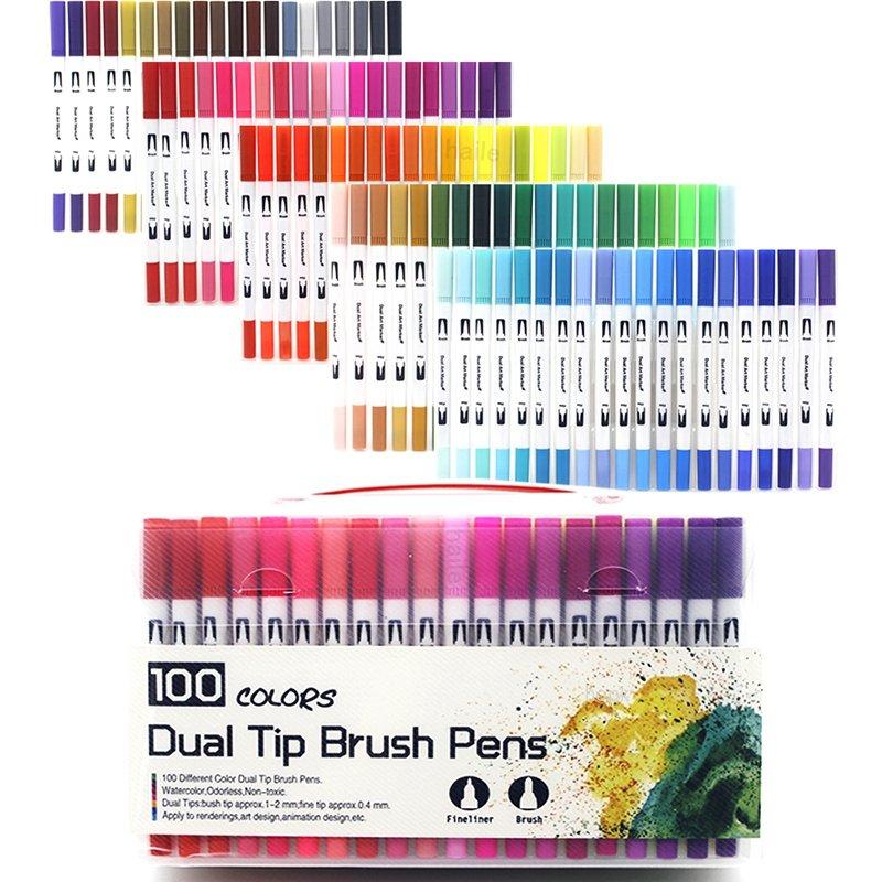 132/24 Colors Dual Tips Watercolor Brush Pen Set Art supplies, for Kids Adult Coloring Book Christmas Cards Drawing Markers