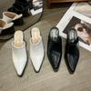 Fashion 2024 Spring Summer New  Slippers Sexy Pointed Toe Slip On Shoes  Mules Female Fashion Thick Heel Outdoor Dress Sandals