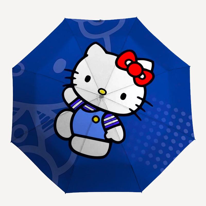 1pc Hello Kitty Blue Circle Umbrella with Plastic Handle,Suitable for All Seasons Home Travel Outdoor UmbrellaSanlio294