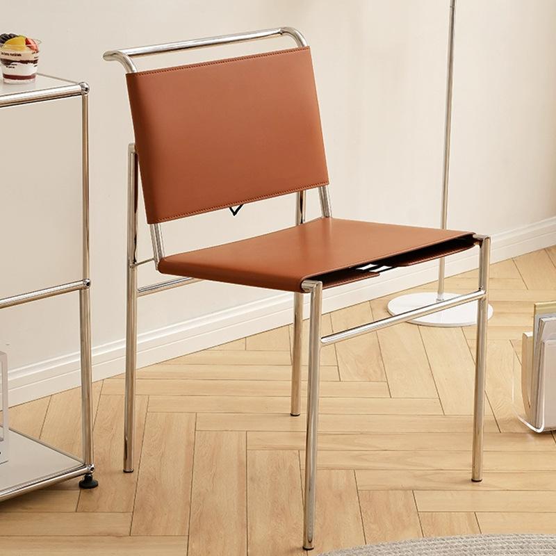 Design Living Room Chairs Metal Backrest Chair Nordic Modern Dining Chairs Minimalism Ergonomic Relaxing Chair Home Furniture