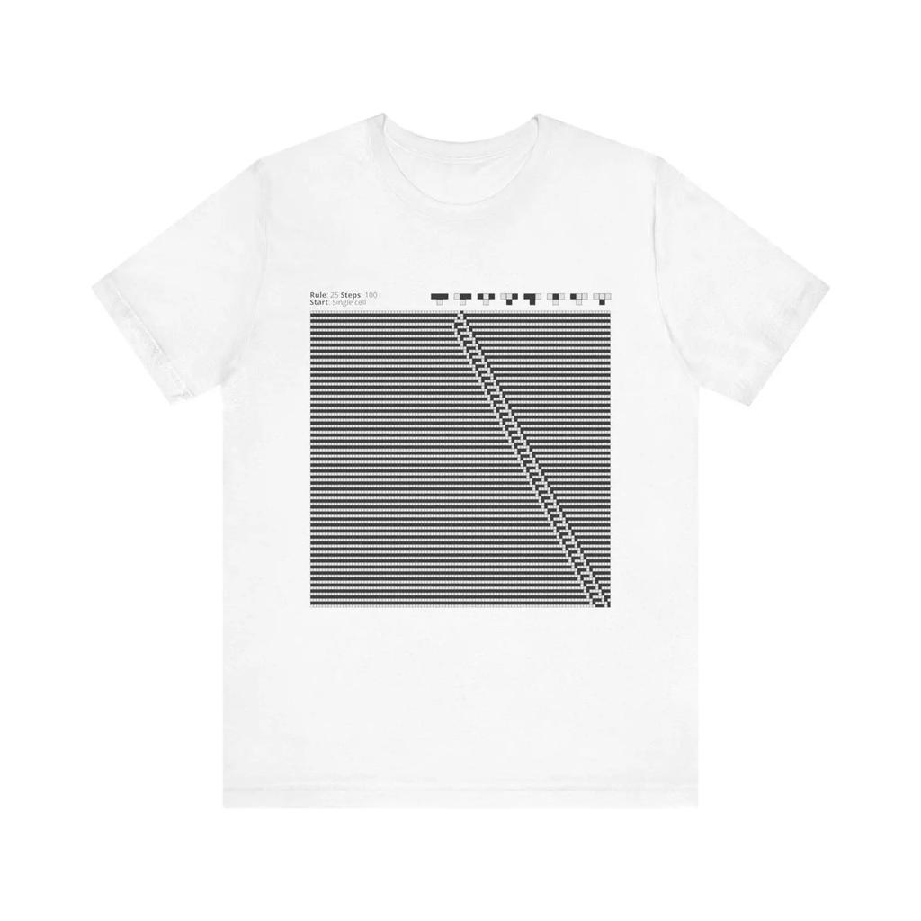 Cellular Automata T Shirt Rule 25 Print Maths Pattern Vintage Casual Slightly Streetwear Versatile Soft Unisex Fashion