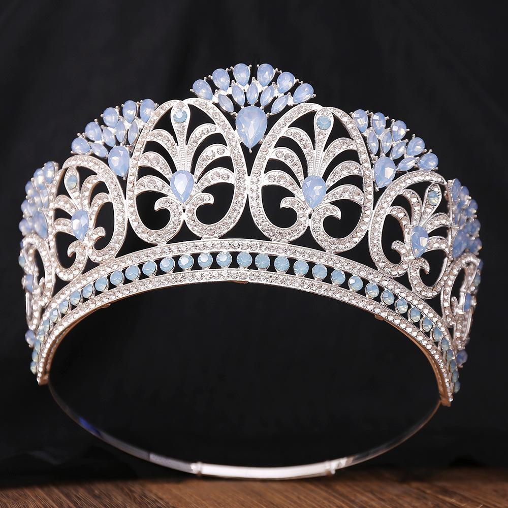 DIEZI 10 Colors Luxury AB Crystal Opal Big Tiara Crown For Women Girls Party Baroque Elegant Rhinestone Crown Hair Dress Jewelry