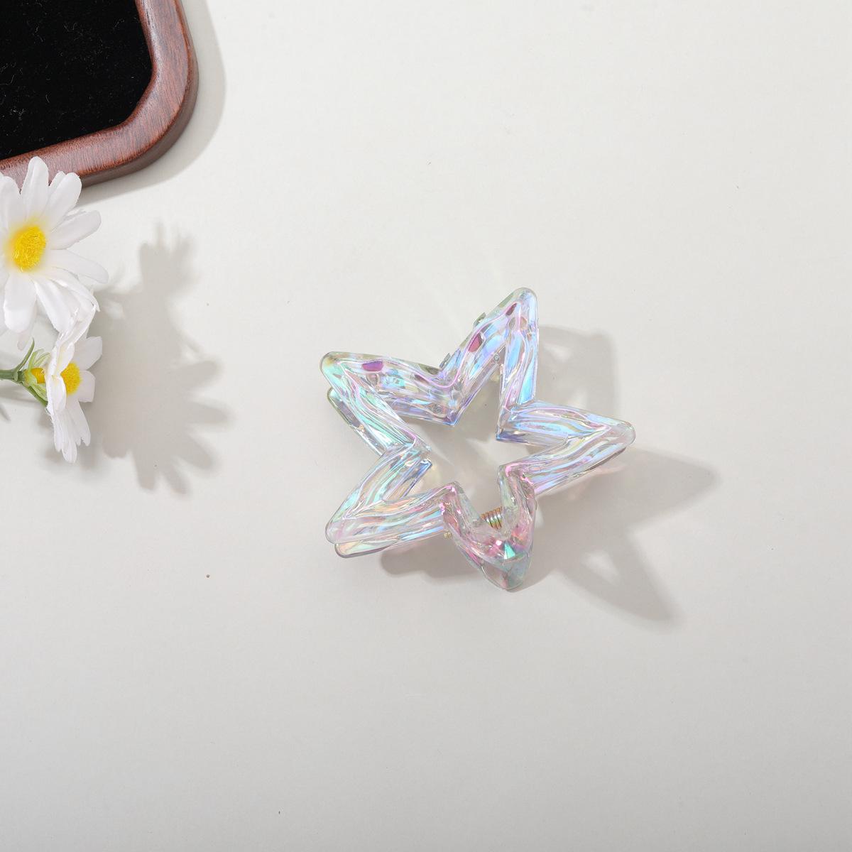 

Korean Style Colorful Five-Pointed Star Claw Clip, High-End Temperament, Versatile Shark Hair Accessory for Women.