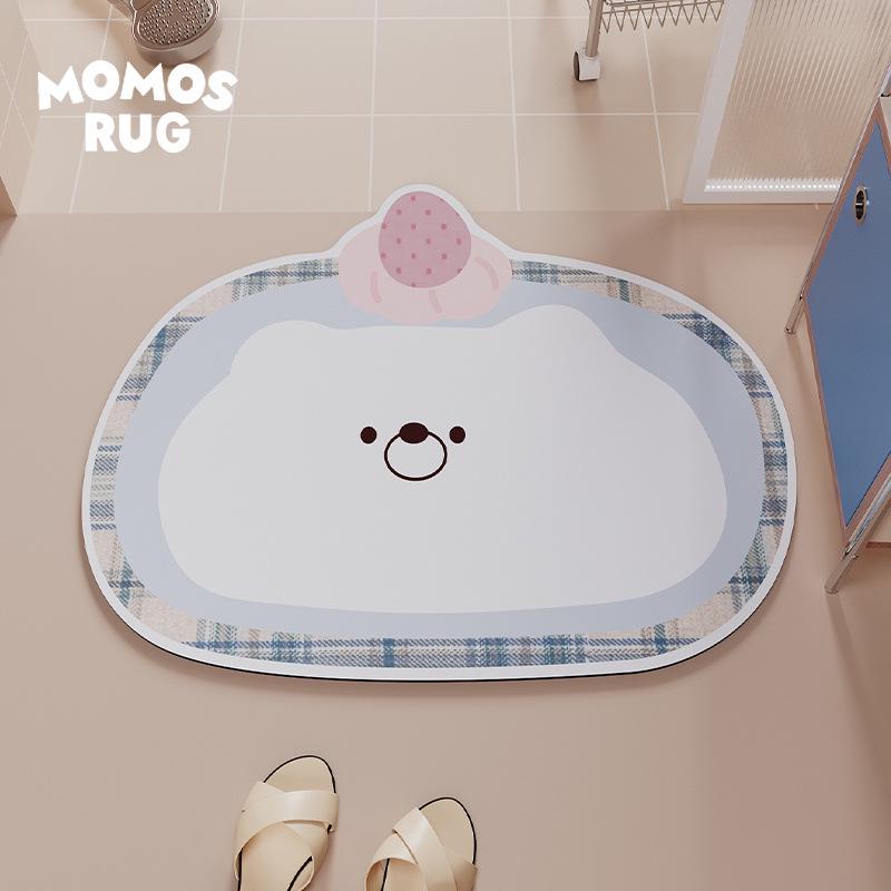 Cute Cartoon Anti-Slip Diatom Mud Bathroom Mat - Water Absorbent Foot Pad for Toilet Door
