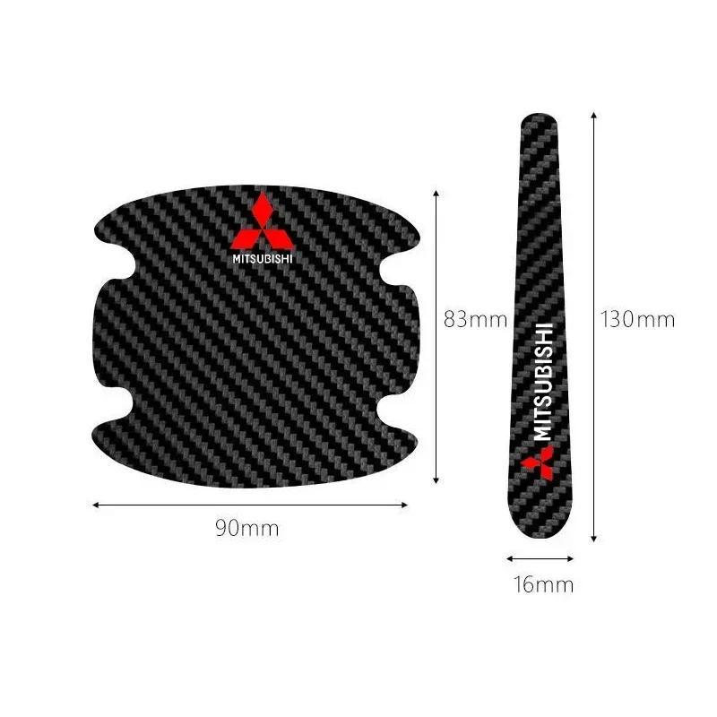8pcs Carbon Fiber Car Door Handle Bowl Protection Stickers For Mitsubishi ASX Galant Mirage L200 EVO Triton Pajero Outlander