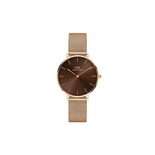 [Official Shop/2-Year Warranty/Authentic Import] Daniel Wellington DW Women's Petite Amber 32mm Watch, Stylish Rose Gold and Brown Watch, Popular, Cut