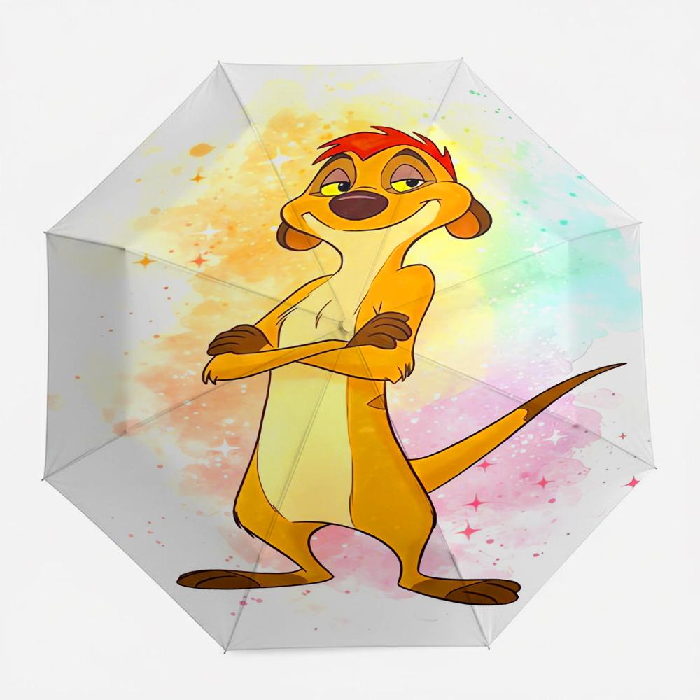 

Disney The Lion King Timon Watercolor Art Print Automatic Folding Umbrella, Portable Waterproof Windproof Travel Umbrella for Ki (as the picture,Iron&8K)