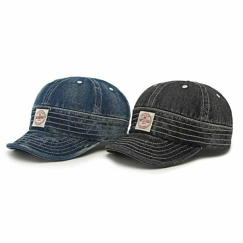 Unisex soft brim baseball cap - vintage washed denim, trendy & stylish, japanese-inspired duckbill hat for women
