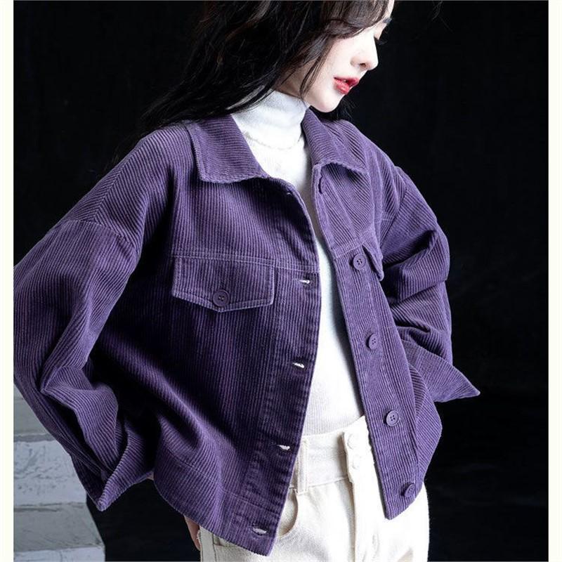 Damen Cordjacke - Herbst 2024 Kurze einfarbige Oberbekleidung