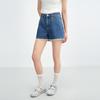 LED'IN Damen Retro A-Linie Jeans-Shorts mit Spitzenbesatz