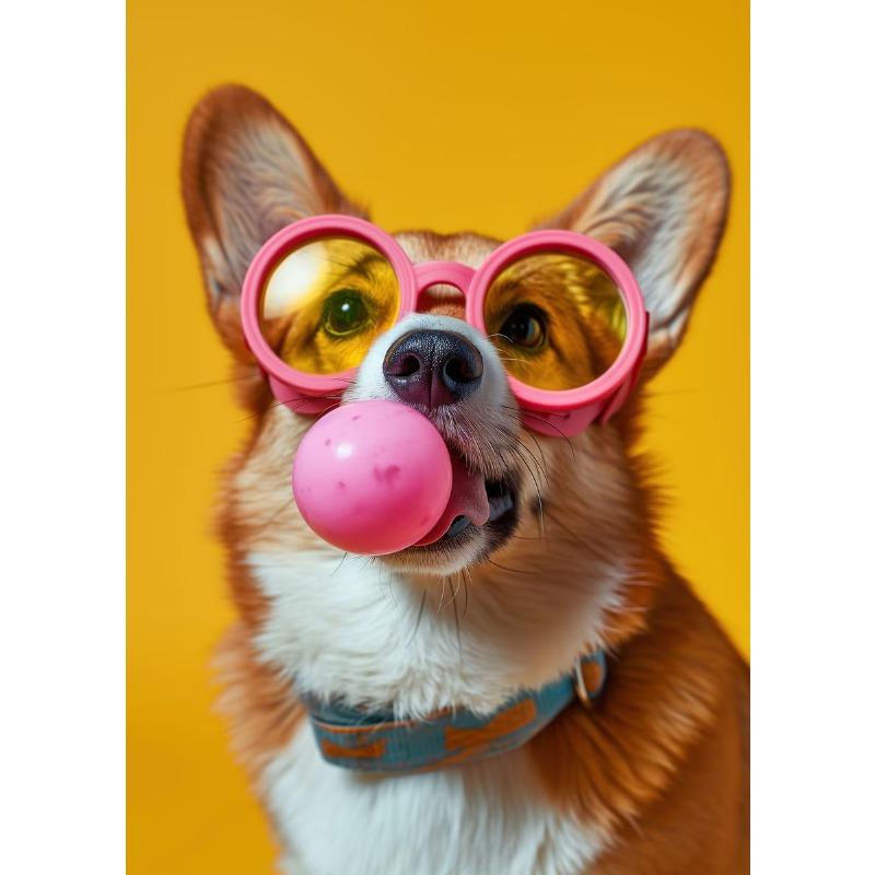 

Fun And Funny Cute Dog Wearing Glasses And Blowing Bubblesr Art Poster Canvas Prints Mural Living Room Bedroom Home Decoration 21cm×30cm NoFrame
