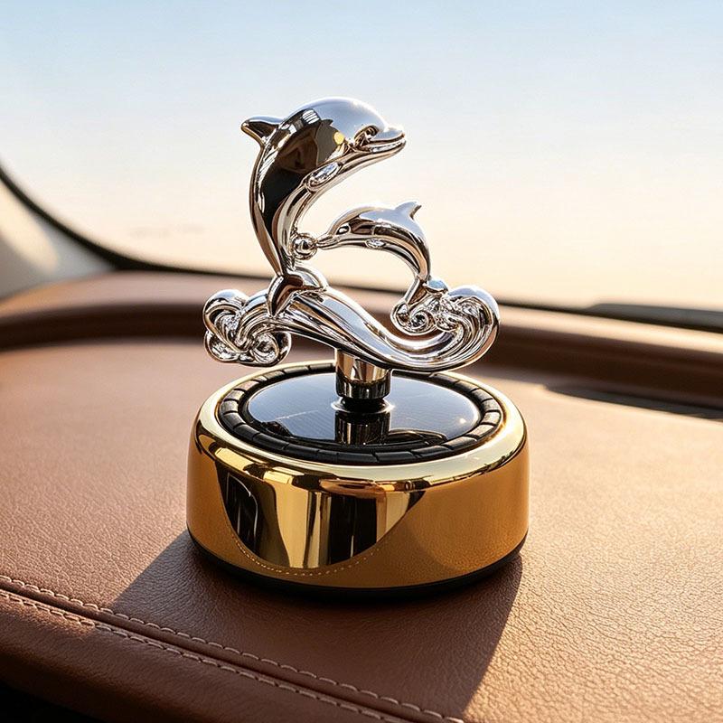 Dolphin Solar Car Air Freshener: Rotating Long-Lasting Perfume Ornament