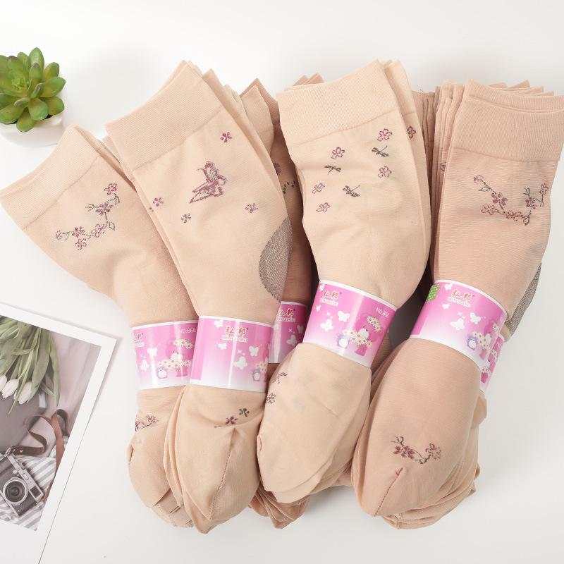 10 Pairs of Female Spring and Summer Old Style Old Fashioned Belt Heel Non Slip In Tube Stockings