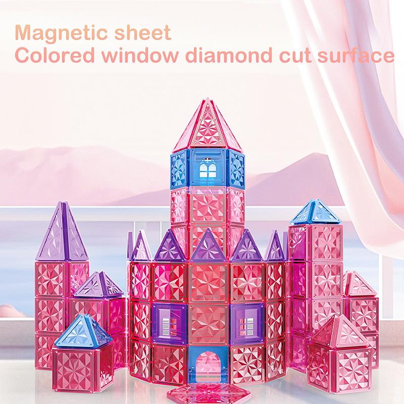 Diamond Flour Magnetic Sheet Building Block Strong Magnetic Block Children'S Early Education Puzzle Diamond Magnetic Toy Building Block