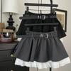 2026 Spring Petite Korean Academy A-Line Skirt with Belt - Fluffy, Age-Reducing, Anti-Exposure Design for Women