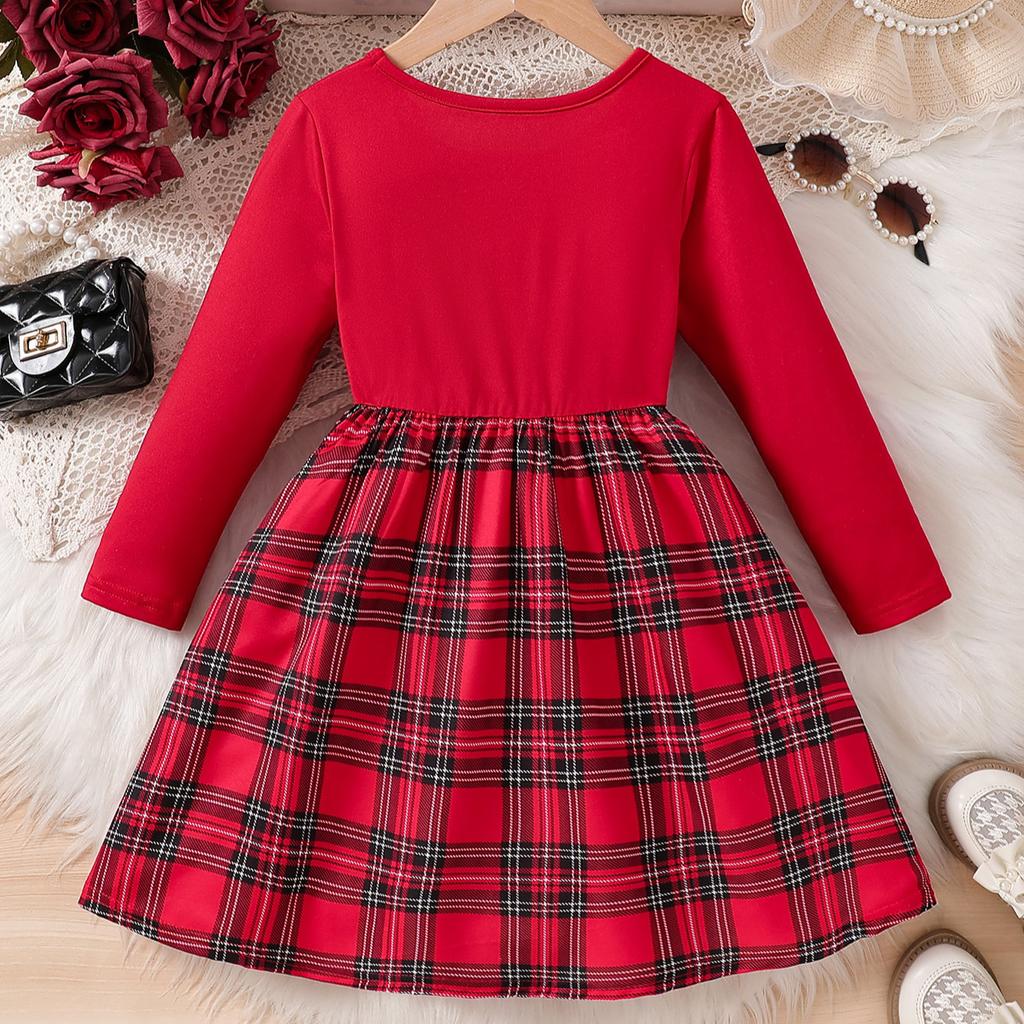 Girls' Red  Dress Spring/Fall Children's Fashion Long-Sleeve Princess Dress