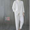 Spring Summer Zen Style Chinese Cotton Linen Frog Button Robe - Loose Fit Tai Chi Suit with Stand Collar for Men