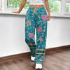 Women Capri Pants Casual Tropical Floral Print Elastic High Waist Drawstring Loose Fit Summer Beach Cropped Trousers