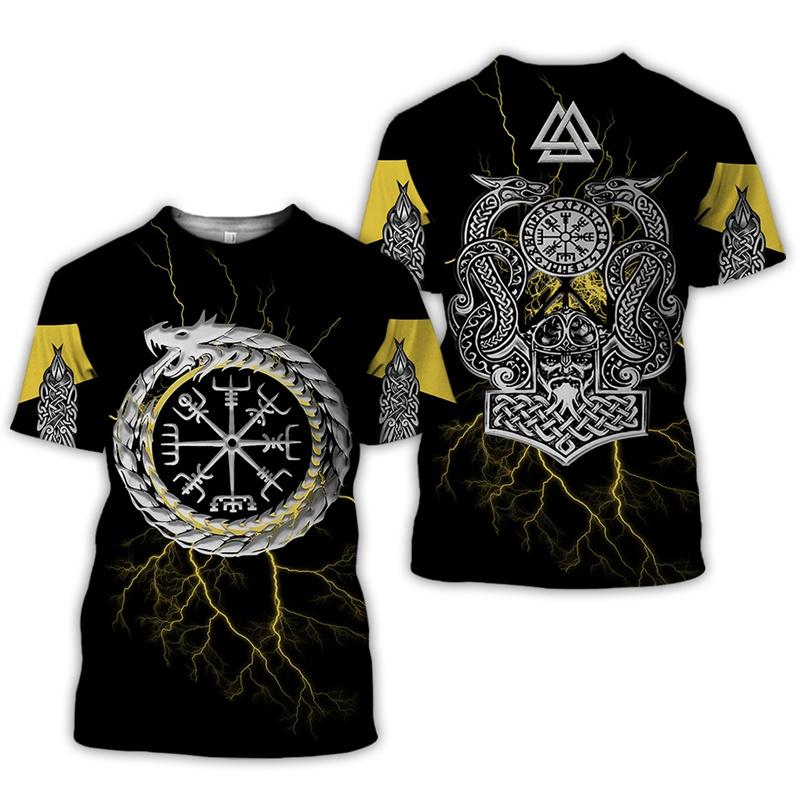 

Футболка с принтом викингов для детей и взрослых, с короткими рукавами, для летнего уличного веселья, с индивидуальным дизайном, с круглым вырезом 6XL красный