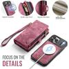 CaseMe Magnetic Flip Leather Phone Case for iPhone 17 Pro Max 17 Air 16 16E 15 Plus 14 13 12 11 XS X XR SE 2022 Zipper Wallet Card Back Cover Coque
