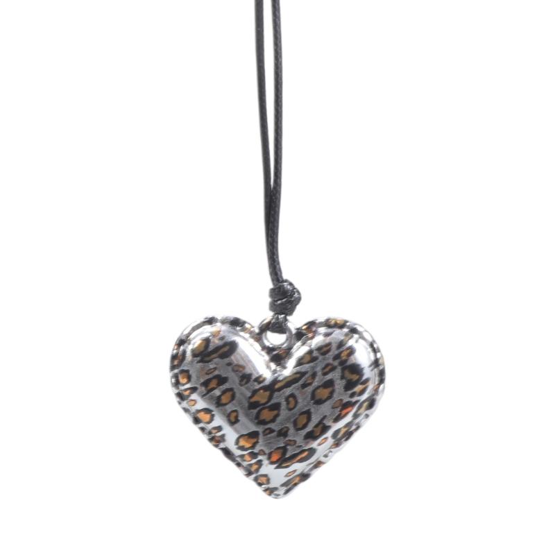 

Retro Leopard Print Heart And Star Pendant Necklace For Women Fashion Long Rope Chain Neckchain Jewelry Accessories 1