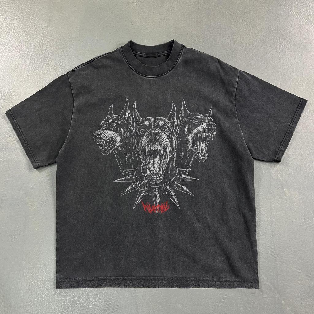Camiseta unisex estilo streetwear 2026 QUARTER 24 con estampado de Cerberus