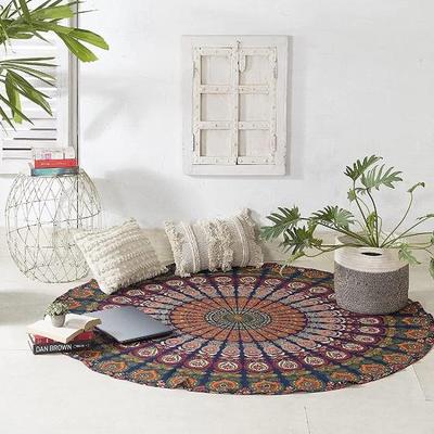 Indian Black Peacock Round Beach Towel Dining Table Cloth Travel Cloth Wall Hanging Wall Tapestry Tapestries Wall Art Wall Décor Boho