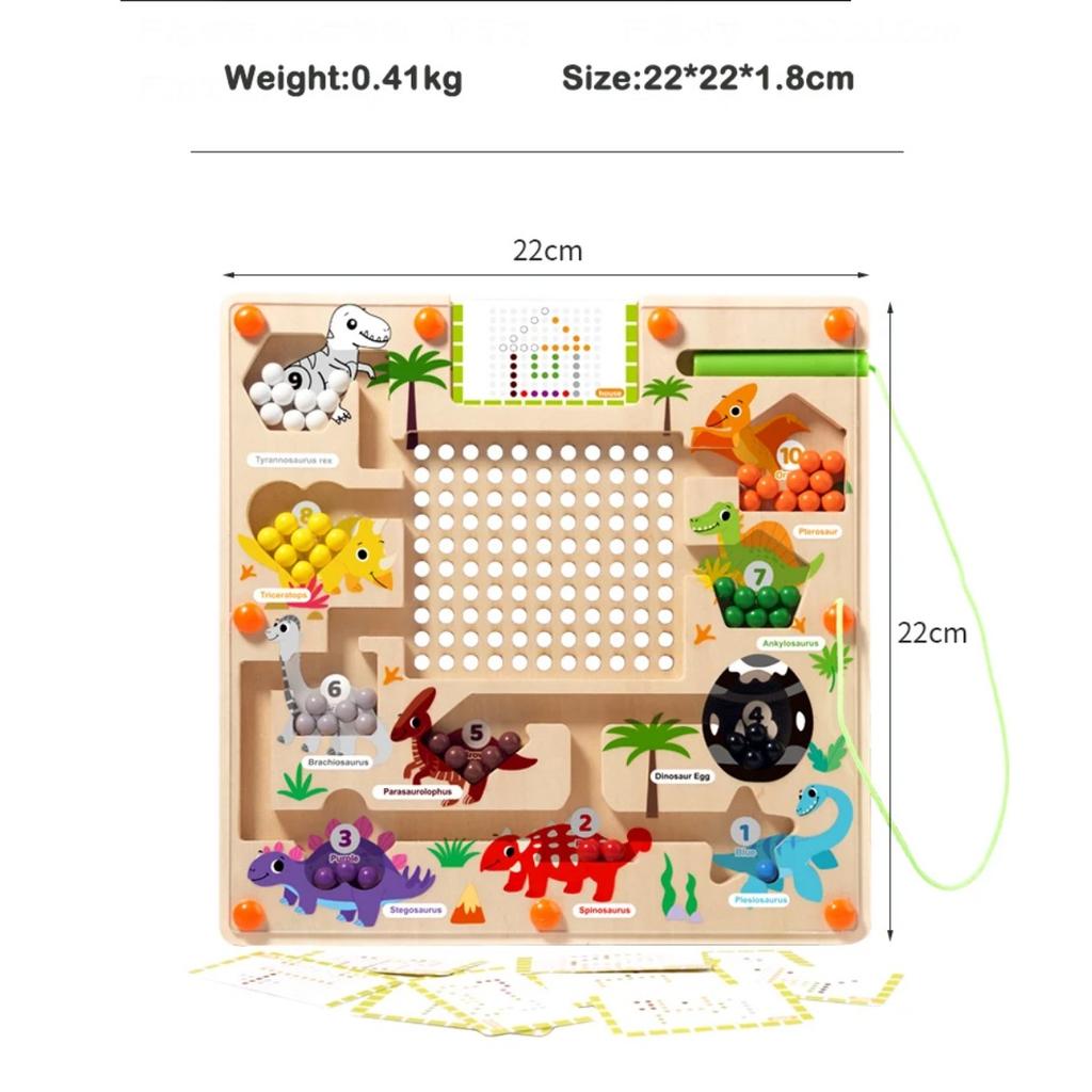 Magnetic Color and Number Maze Montessori Dinosaur Counting Matching Learning Puzzle Board Toddler Fine Motor Skills Travel Toys