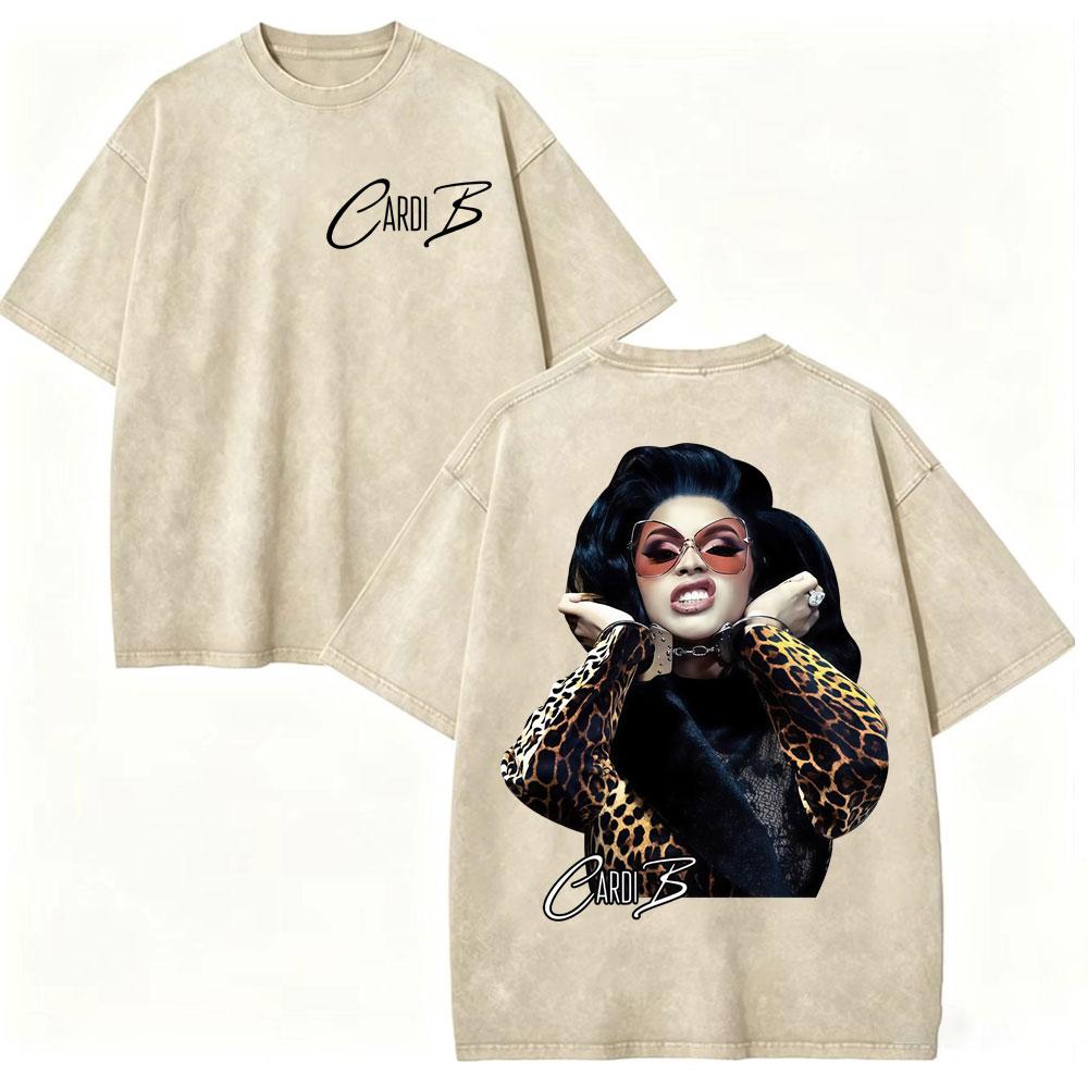 Vintage Washed Rapper Cardi B Graphic T Shirts Little Miss Drama Tour 2026 Tshirts Men Women Clothing Hip Hop Fashion Tshirt
