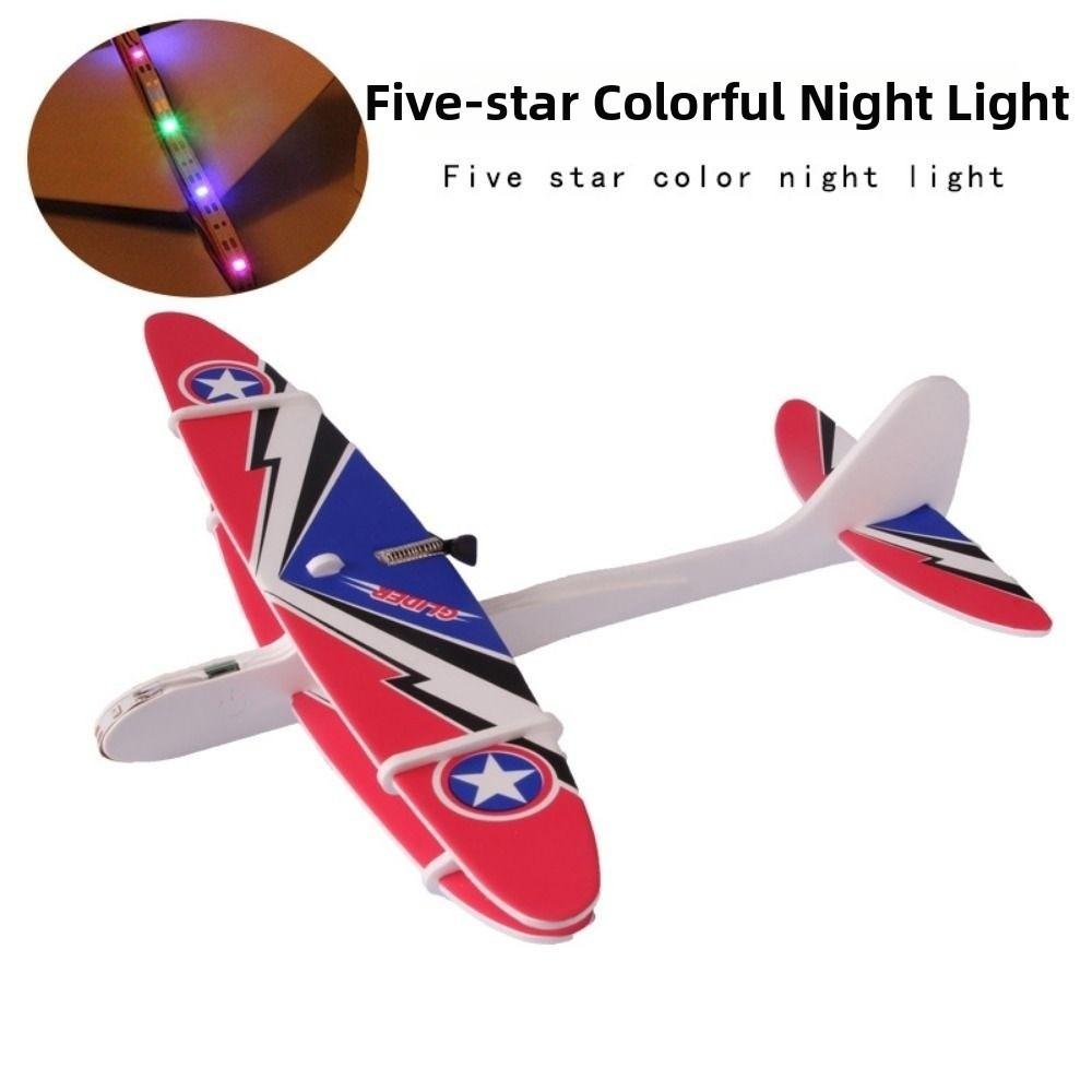 PP Electric Large Foam Biplane Glider with LED Light Flight Glider DIY Aircraft Model Toy