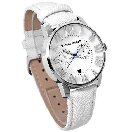 Disney Mickey Mouse Watch with Genuine Leather Strap, Men's, Women's, Pair, Unisex, Adult Disney Watch, Serial Number Included, Disney Mickey Leather