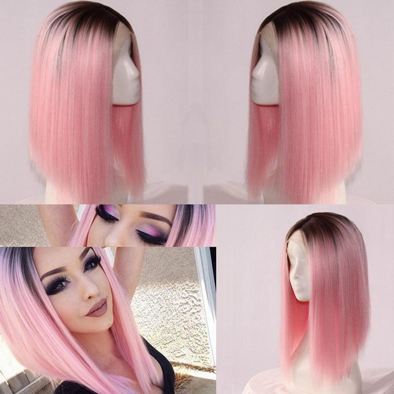 Wig Women Gradient Bob Anime Cosplay Synthetic Hair 34Cm Short Party