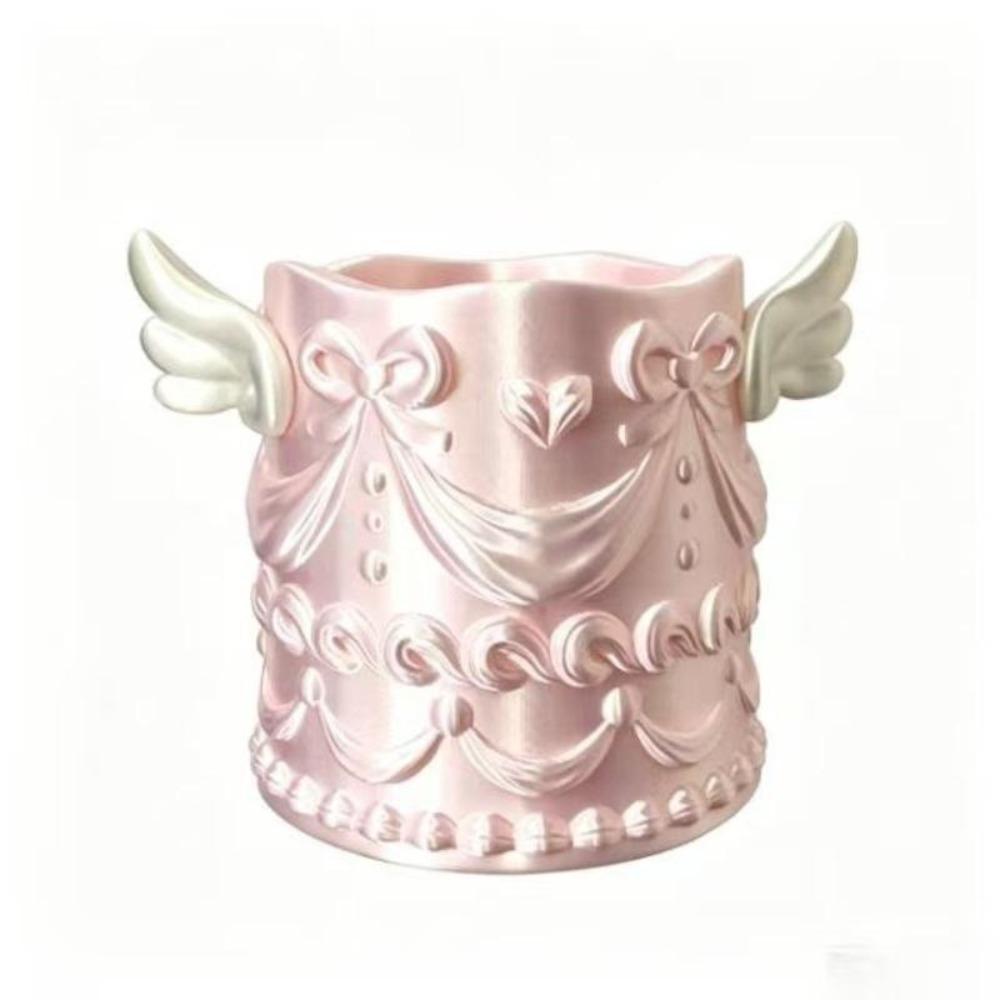 3D Printed Cosmetic Organizer Bucket Silk Texture Makeup Organizer Makeup Brush Holder Women Girls
