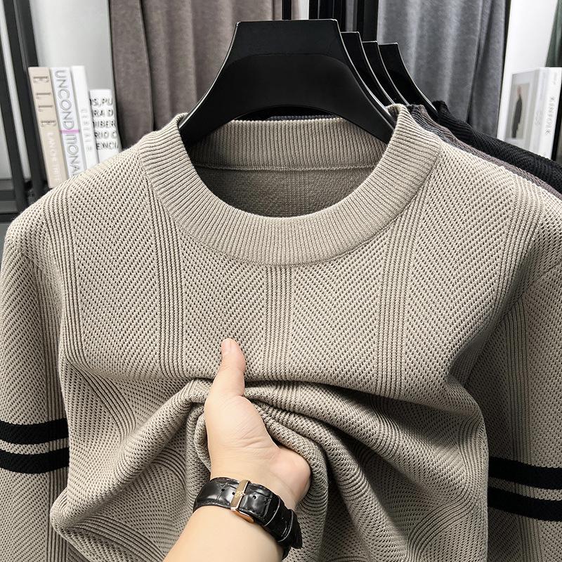 Men's Trendy Thick Jacquard Knit Sweater - Warm, Anti-Pilling, Light Luxury for Autumn/Winter