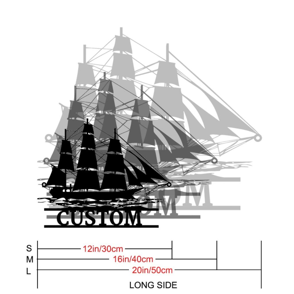 Custom Nautical Ship Silhouette Metal Sign Personalized Wall Art Home Office Coastal Vintage Durable Decor