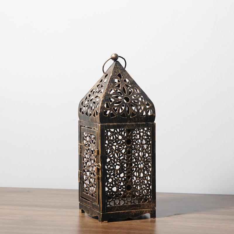 Arabian Style Metal Wind Light Vintage Lantern Home Decor Middle Eastern Inspired Holder Accessory Gift Idea No Candle Included